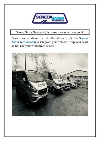 Screen Saver Nuneaton  Screensaverwindscreens.co.uk