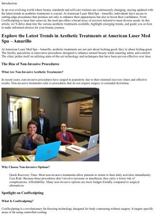 Explore the Latest Trends in Aesthetic Treatments at American Laser Med Spa – Am