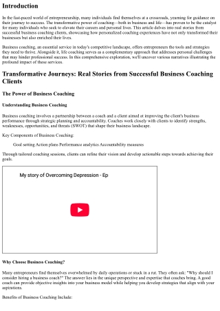 Transformative Journeys: Real Stories from Successful Business Coaching Clients