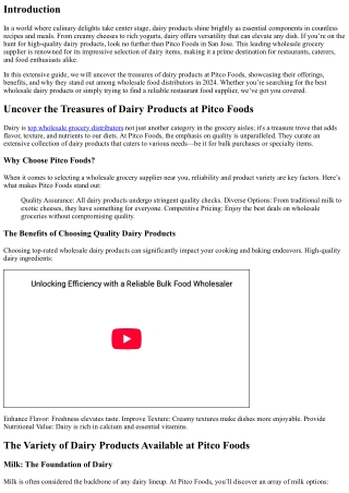 Uncover the Treasures of Dairy Products at Pitco Foods