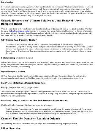 Orlando Homeowners' Ultimate Solution to Junk Removal - Javis Dumpster Rental