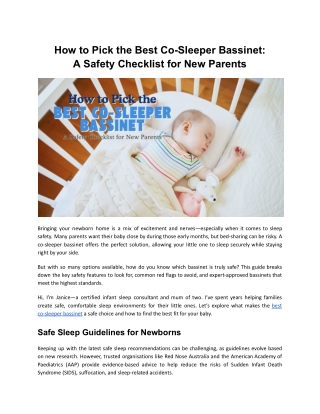 How to Pick the Best Co-Sleeper Bassinet