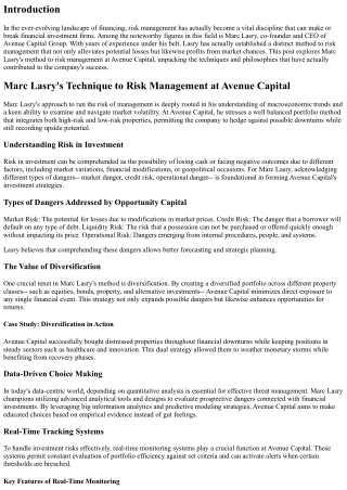 Marc Lasry's Method to Risk Management at Avenue Capital