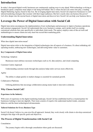 Leverage the Power of Digital Innovation with Social Cali
