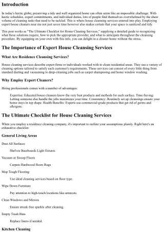 The Ultimate Checklist for House Cleaning Services