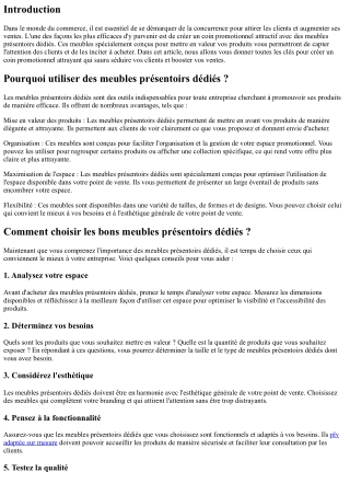 Comment créer un coin promotionnel attractif avec des meubles présentoirs dédiés