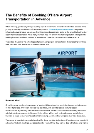 The Benefits of Booking O'Hare Airport Transportation in Advance
