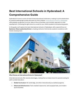 Best International Schools in Hyderabad - Epistemo Vikas Leadership School