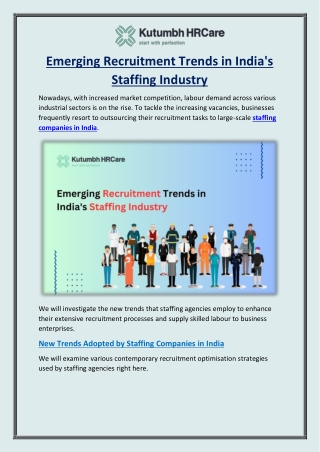 Emerging Recruitment Trends in India's Staffing Industry