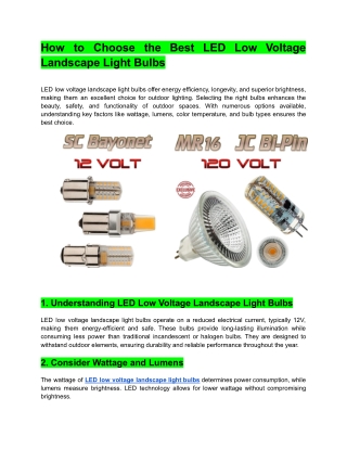 How to Choose the Best LED Low Voltage Landscape Light Bulbs