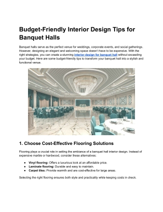 Budget-Friendly Interior Design Tips for Banquet Halls