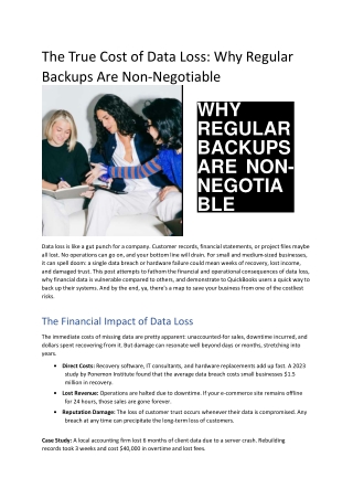 The True Cost of Data Loss: Why Regular Backups Are Non-Negotiable
