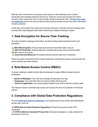 Privacy & Security in Remote Work Time Tracking Tools