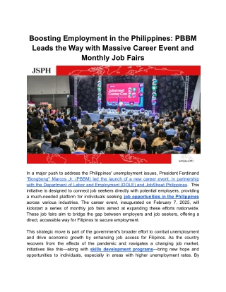 Boosting Employment in the Philippines_ PBBM Leads the Way with Massive Career Event and Monthly Job Fairs