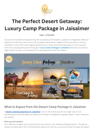 The Perfect Desert Getaway Luxury Camp Package in Jaisalmer