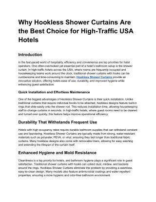 Why Hookless Shower Curtains Are the Best Choice for High-Traffic USA Hotels