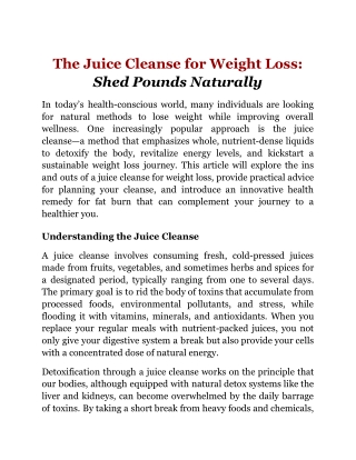 The Juice Cleanse for Weight Loss_ Shed Pounds Naturally
