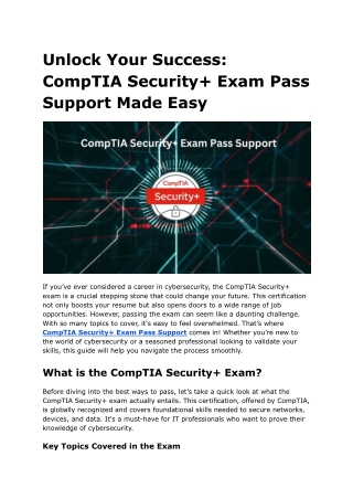 Unlock Your Success CompTIA Security  Exam Pass Support Made Easy