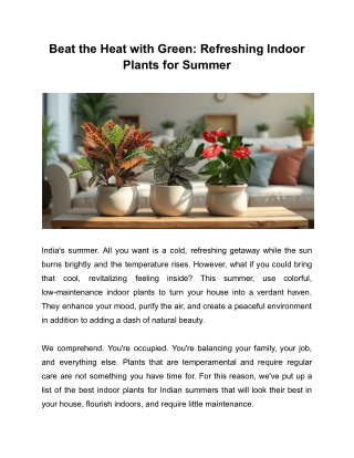 Beat the Heat with Green: Refreshing Indoor Plants for Summer