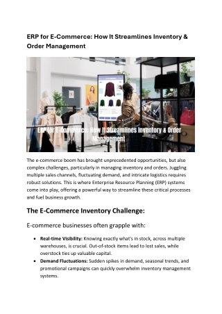 ERP for E-Commerce  How It Streamlines Inventory & Order Management