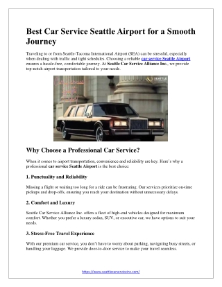 Best Car Service Seattle Airport for a Smooth Journey