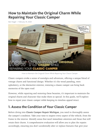 Maintain Vintage Appeal with Classic Camper Repair Michigan