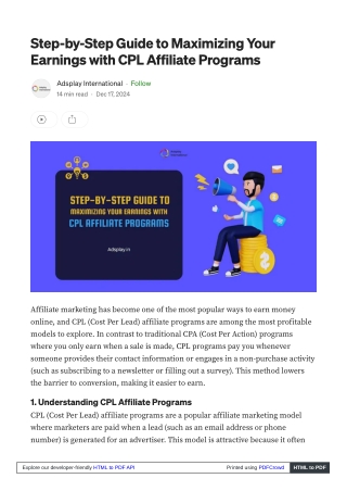 Step-by-Step Guide to Maximizing Your Earnings with CPL Affiliate Programs