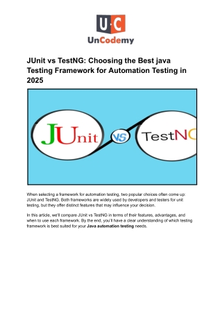 JUnit vs TestNG: Choosing the Best java Testing Framework for Automation Testing