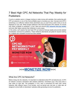 7 Best High CPC Ad Networks That Pay Weekly for Publishers