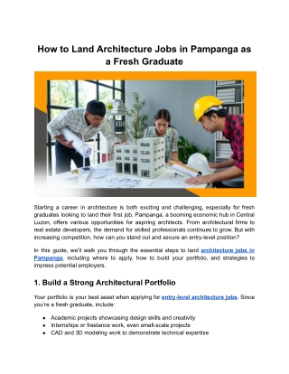 How to Land Architecture Jobs in Pampanga as a Fresh Graduate