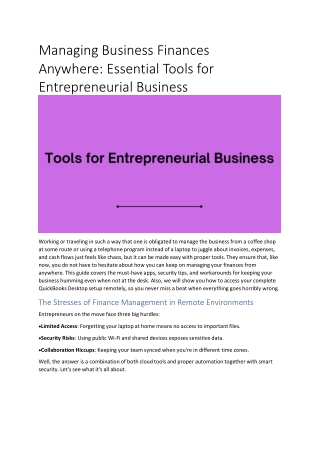 Managing Business Finances Anywhere: Essential Tools for Entrepreneurial Busines
