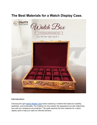 The Best Materials for a Watch Display Case