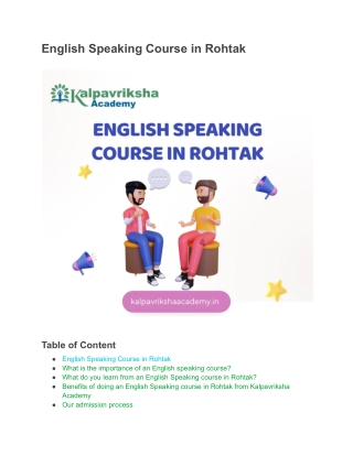 Professional English Speaking Course in Rohtak for Success