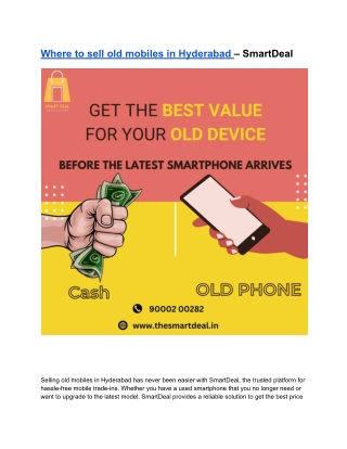Where to sell old mobiles in Hyderabad – SmartDeal