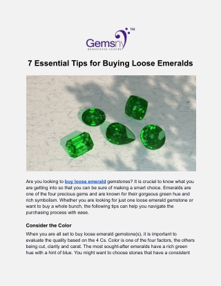 7 Essential Tips for Buying Loose Emeralds