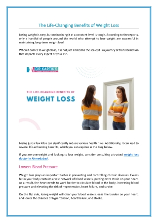 The Health Benefits of Losing Weight