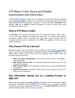 OTP Blast in India Secure and Reliable Authentication with Office 24by7.docx Google Docs