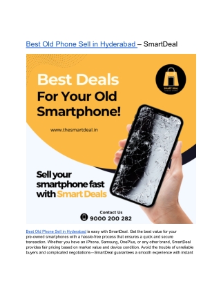 Best Old Phone Sell in Hyderabad – SmartDeal