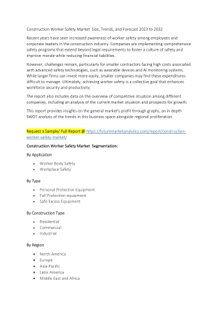 Construction Worker Safety Market  Size, Trends, and Forecast 2023 to 2032