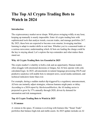 The Top AI Crypto Trading Bots to Watch in 2025