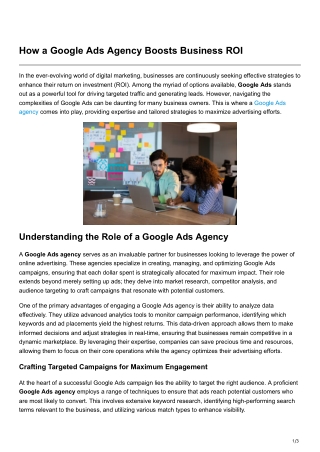 How a Google Ads Agency Boosts Business ROI