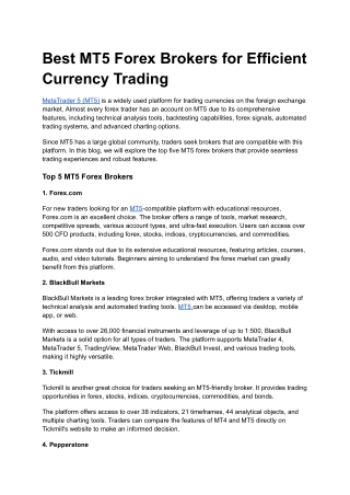 Best Forex Broker MetaTrader 5 to Start Your Trading Journey