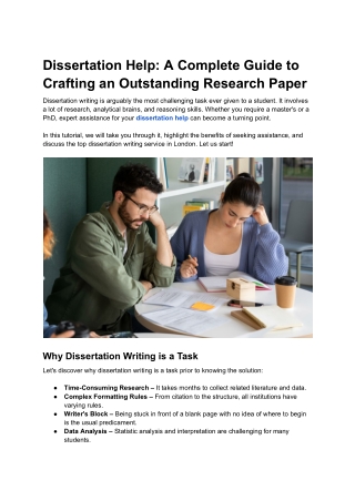 Dissertation Help: A Complete Guide to Crafting an Outstanding Research Paper