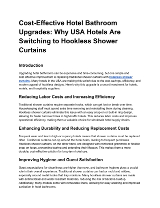 Cost-Effective Hotel Bathroom Upgrades_ Why USA Hotels Are Switching to Hookless Shower Curtains