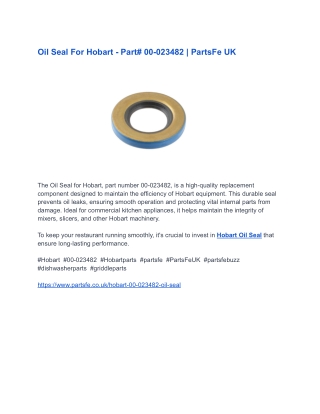Oil Seal For Hobart - Part# 00-023482 _ PartsFe UK