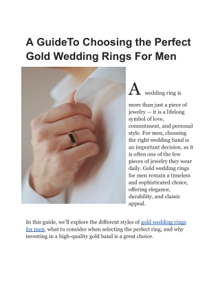 Unveiling the Magic of Gold: Wedding Ring Selection for Men