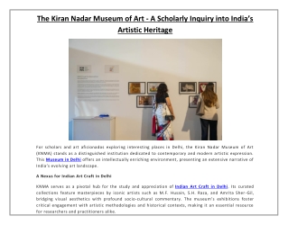The Kiran Nadar Museum of Art - A Scholarly Inquiry into India’s Artistic Heritage