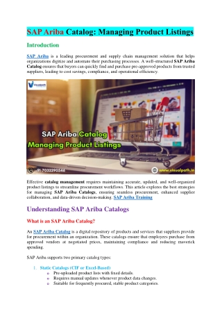 Best SAP Ariba Online Course - SAP Ariba Training in Bangalore