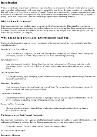 Why You Should Trust Local Exterminators Near You
