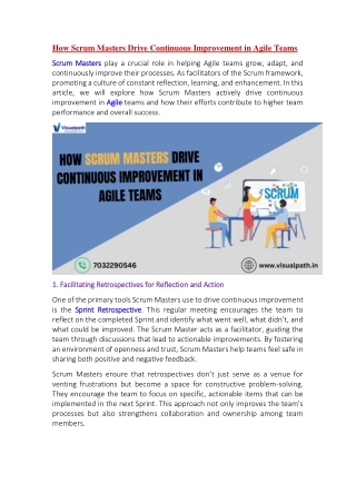 Scrum Master Classes -  Scrum Master Training in Bangalore